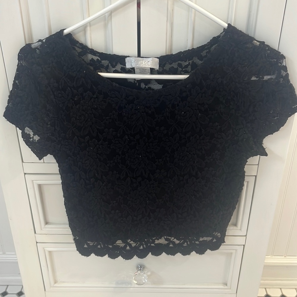 Black lace crop top